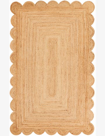 5' 1 x 8' Hand Woven Scallop Braided Jute Rug