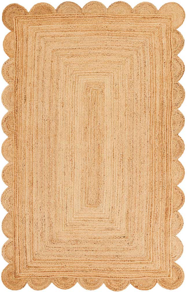 5' 1 x 8' Hand Woven Scallop Braided Jute Rug