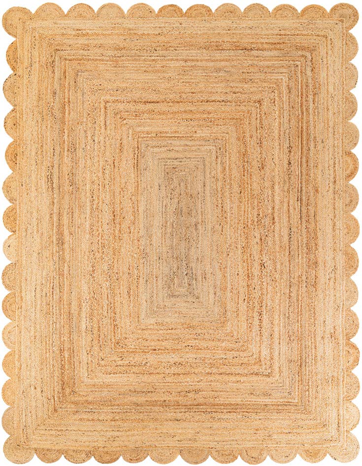 Detail image of 7' 10 x 10' Hand Woven Scallop Braided Jute Rug