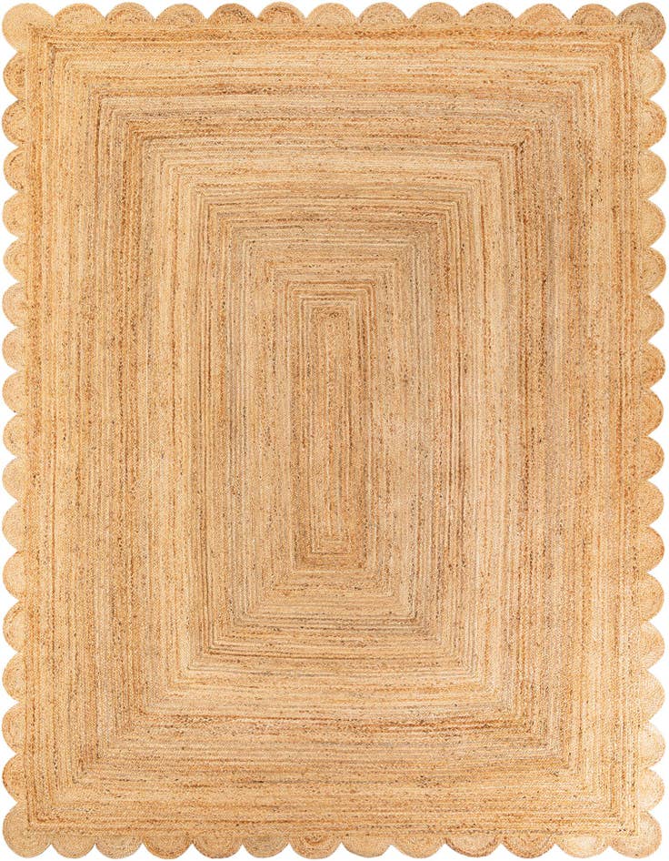 Detail image of 9' x 12'  Hand Woven Scallop Braided Jute Rug