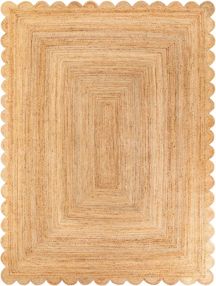 Detail image of 9' x 12' Hand Woven Scallop Braided Jute Rug