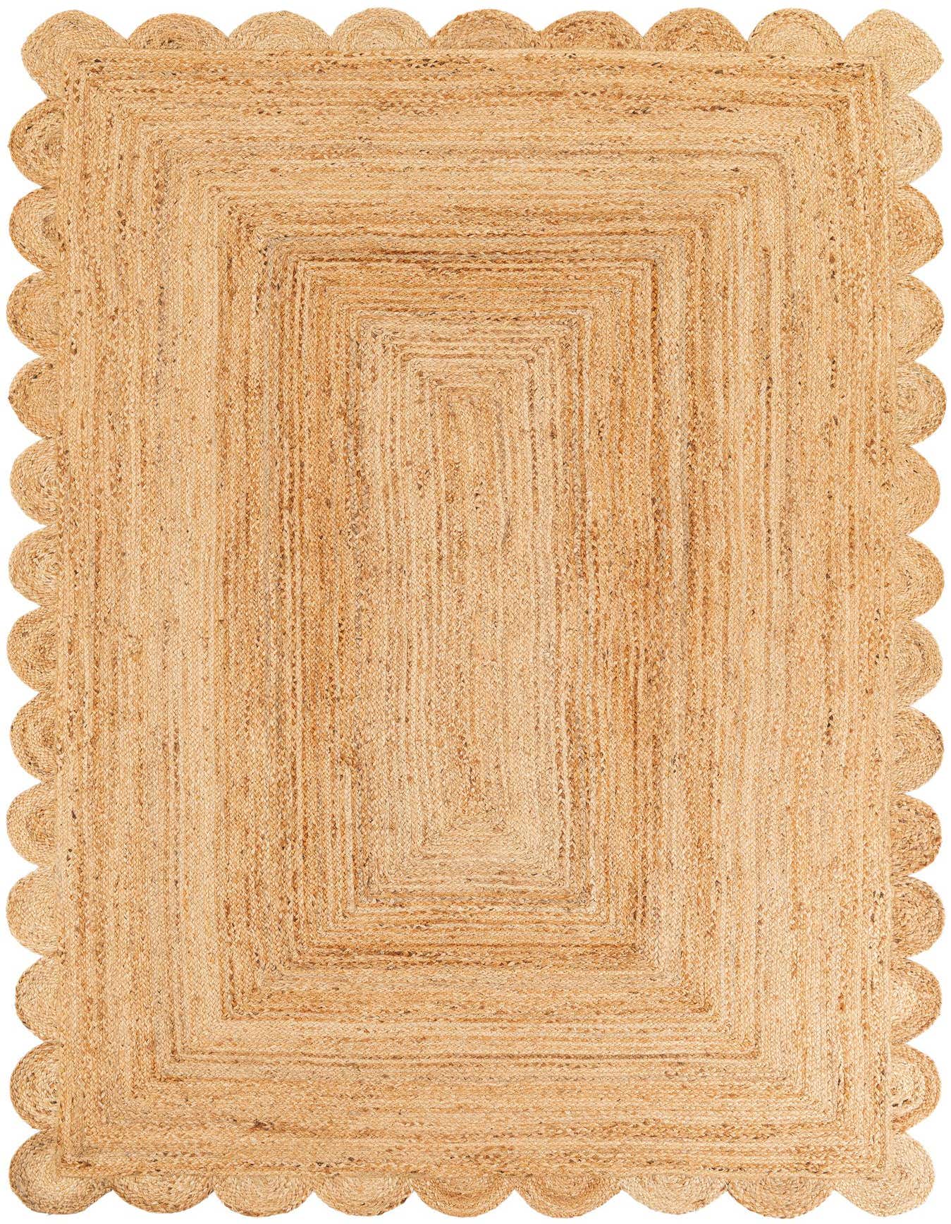 6' x 9' Hand Woven Scallop Braided Jute Rug