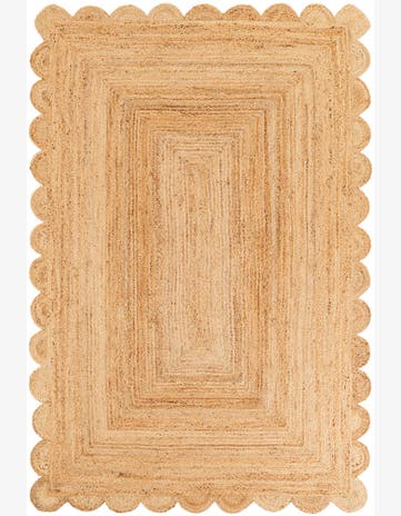 Natural Hand Woven Scallop Braided Jute Rug