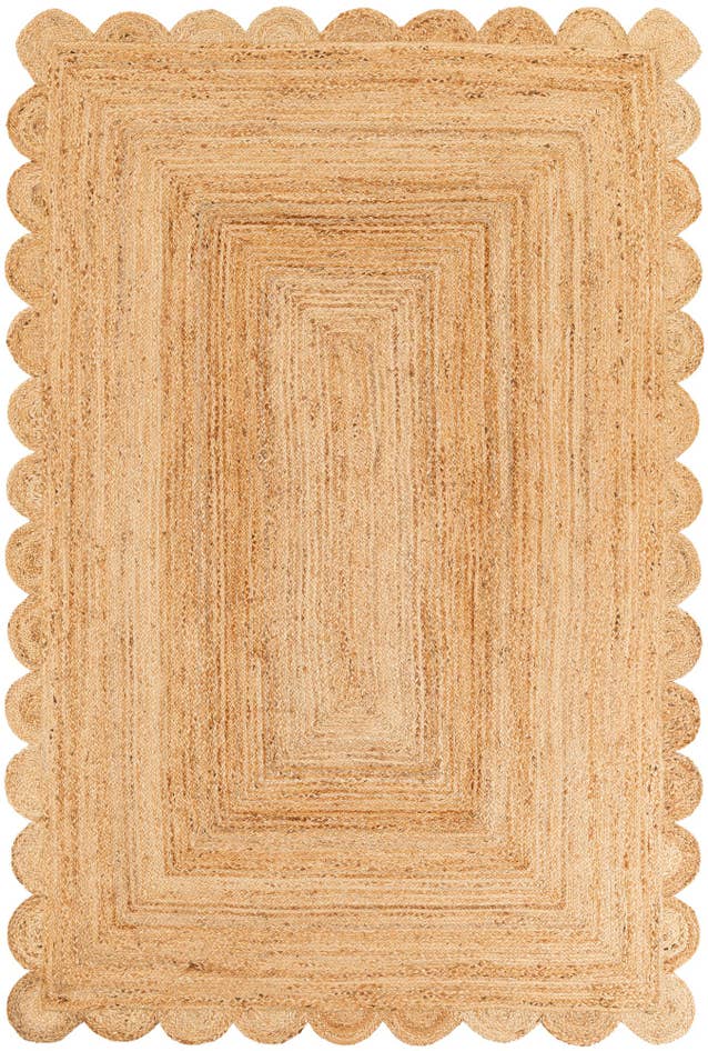 Detail image of 6' x 9' Hand Woven Scallop Braided Jute Rug