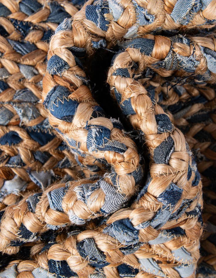 Detail image of 4' 1 x 4' 1  Hand Braided Chindi Round Rug