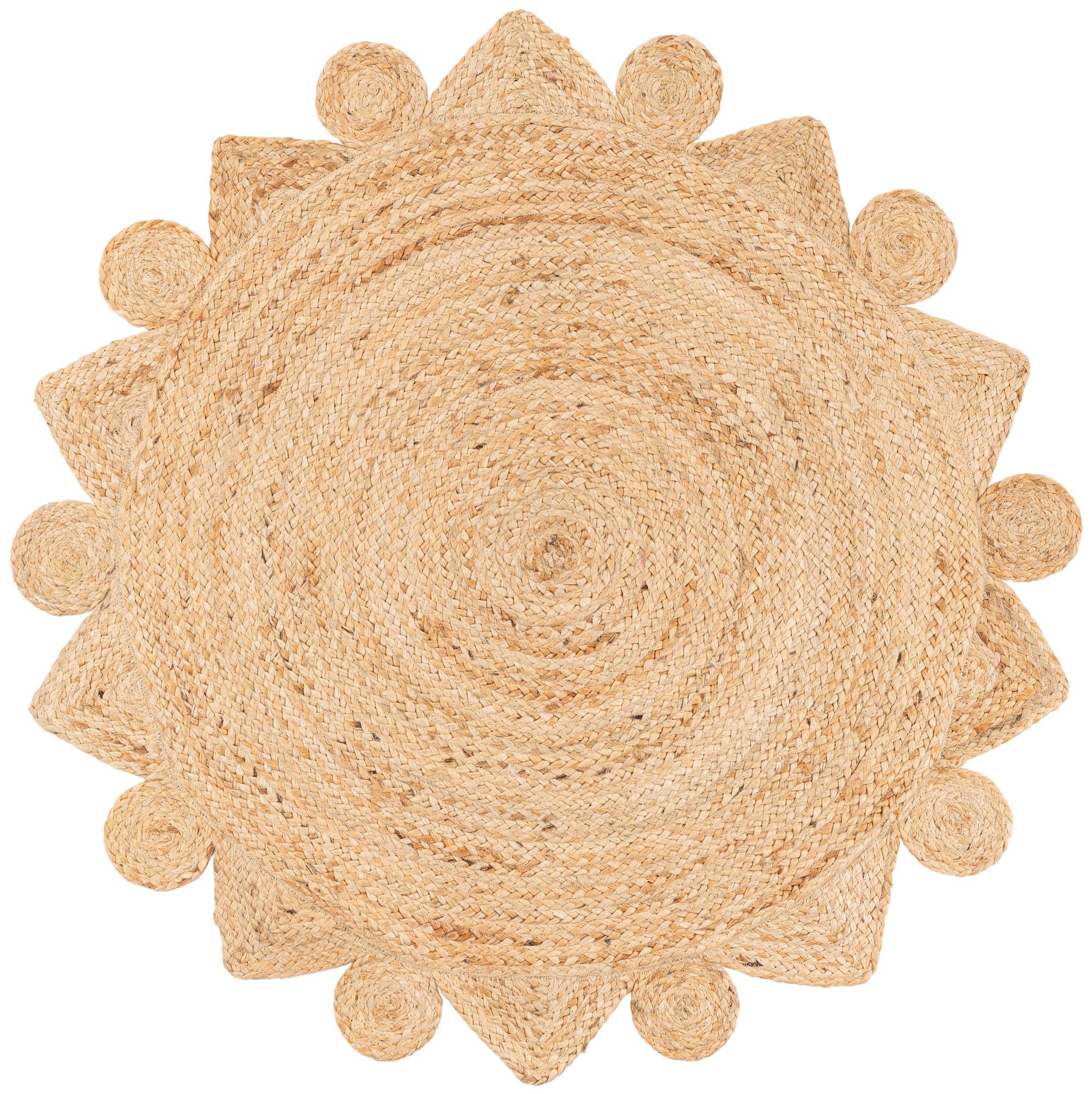 4' x 4' 2  Hand Braided Jute Round Rug