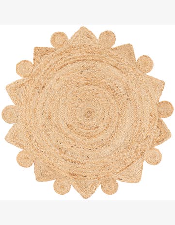 4' x 4' 2 Handmade Braided Jute Round Rug