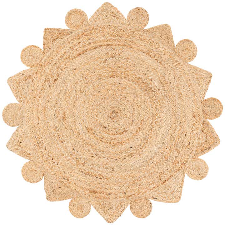 4' x 4' 2 Handmade Braided Jute Round Rug