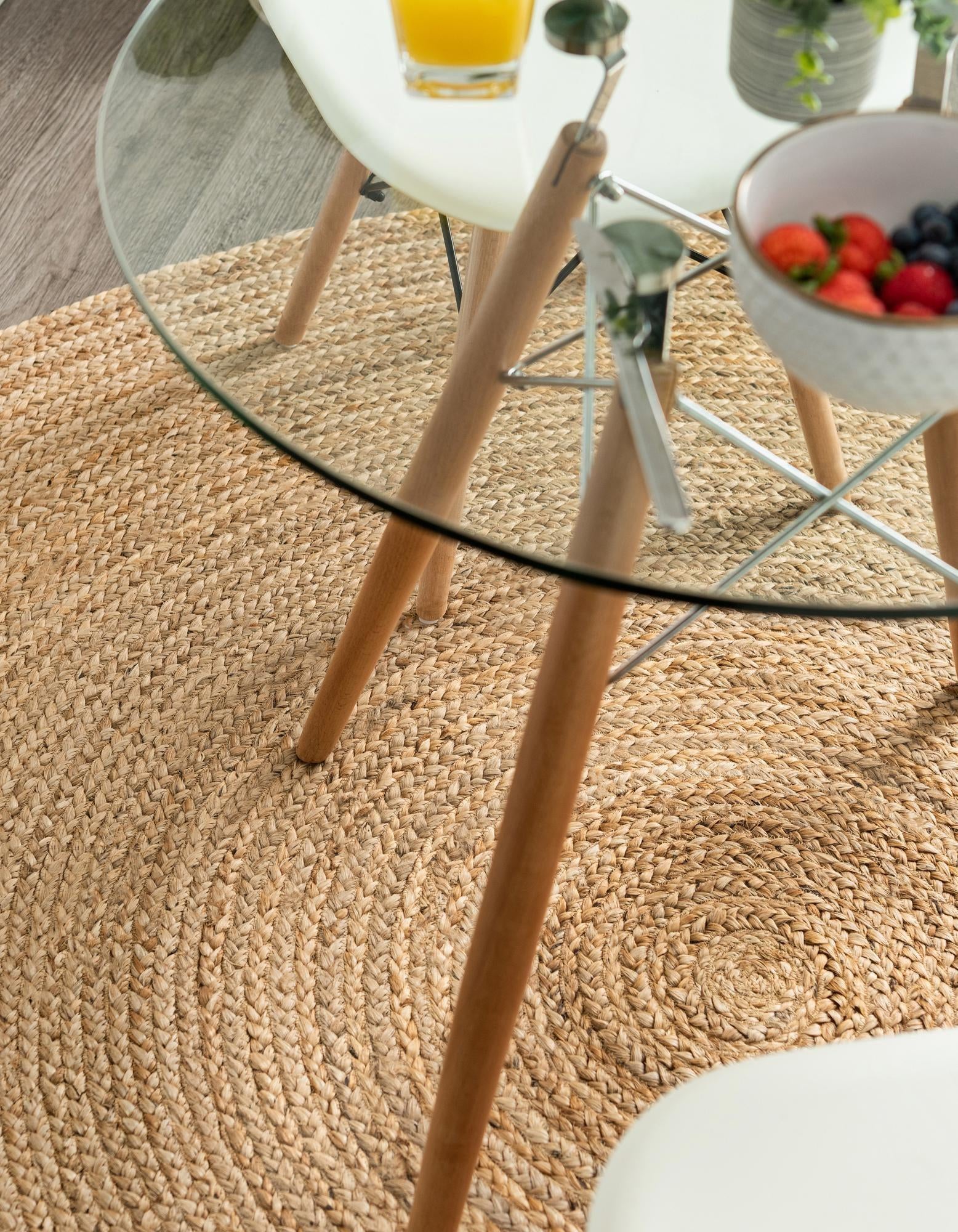 8' x 8' Handmade Braided Jute Round Rug