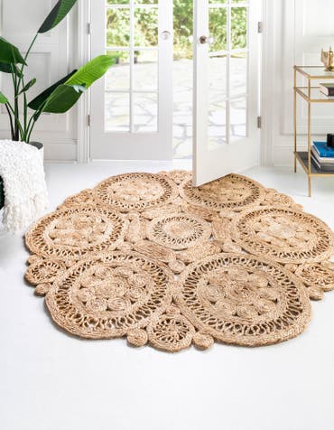  Custom Natural Braided Jute Round Rug