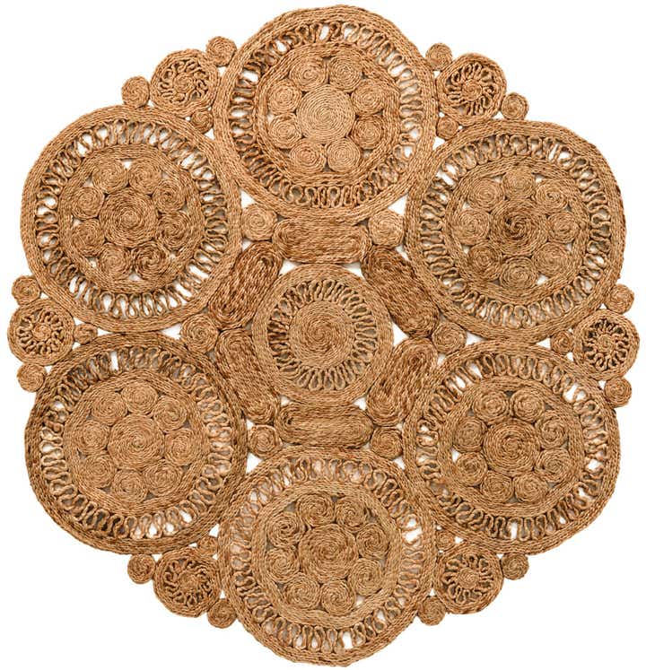 5' 1 x 5' 1 Handmade Braided Jute Round Rug