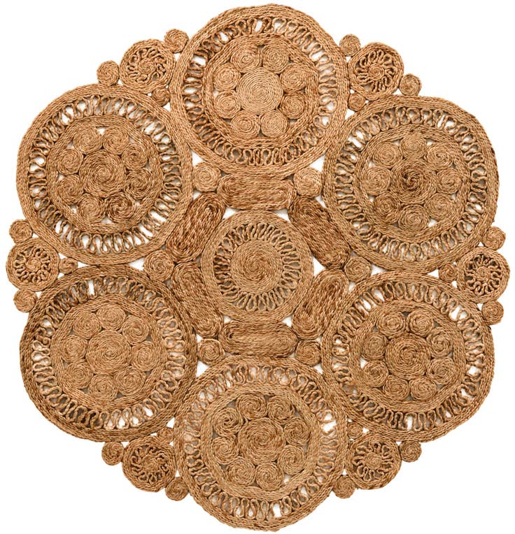 Detail image of 5' 1 x 5' 1 Handmade Braided Jute Round Rug