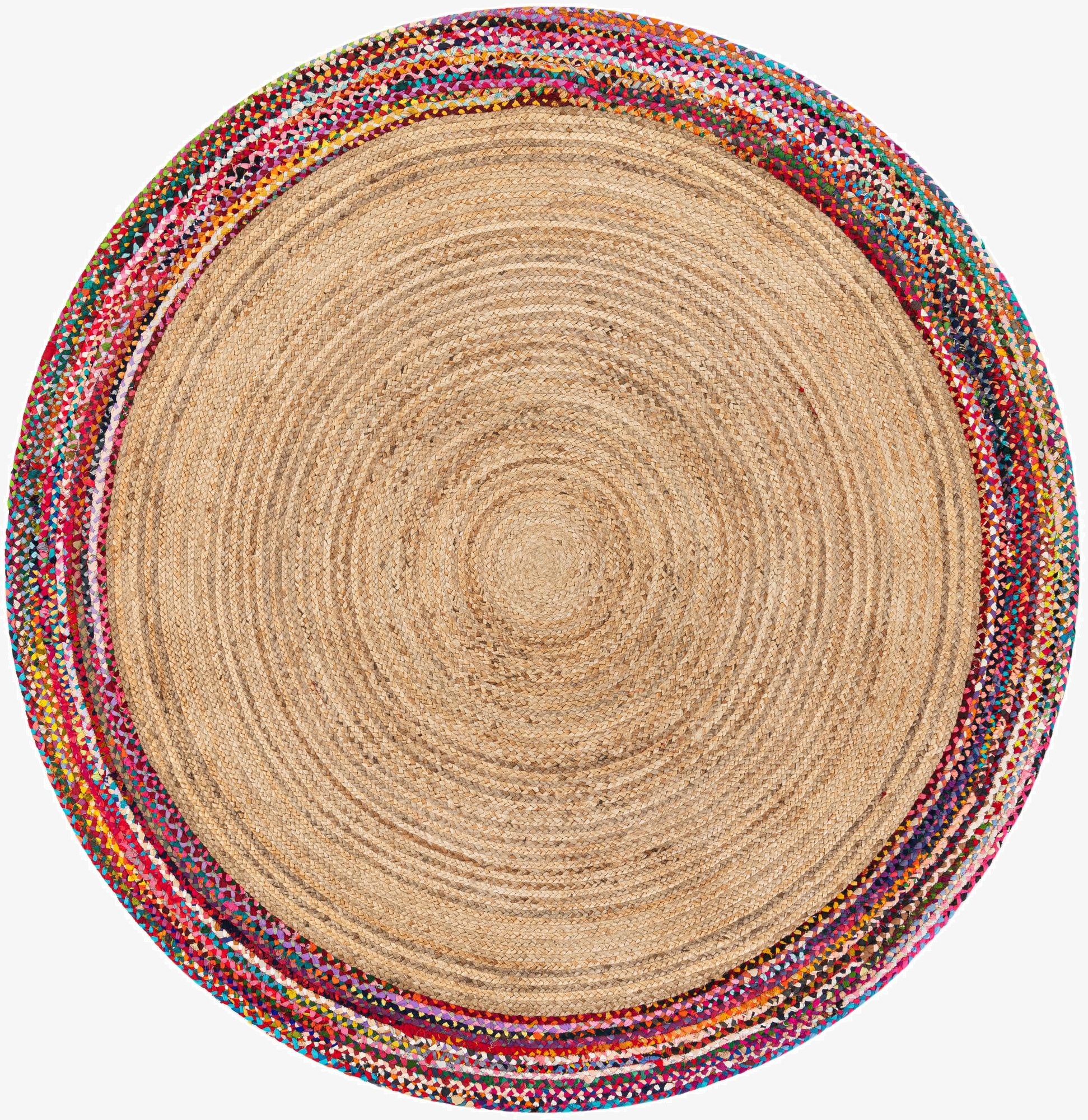 8' x 8'  Hand Braided Jute Round Rug