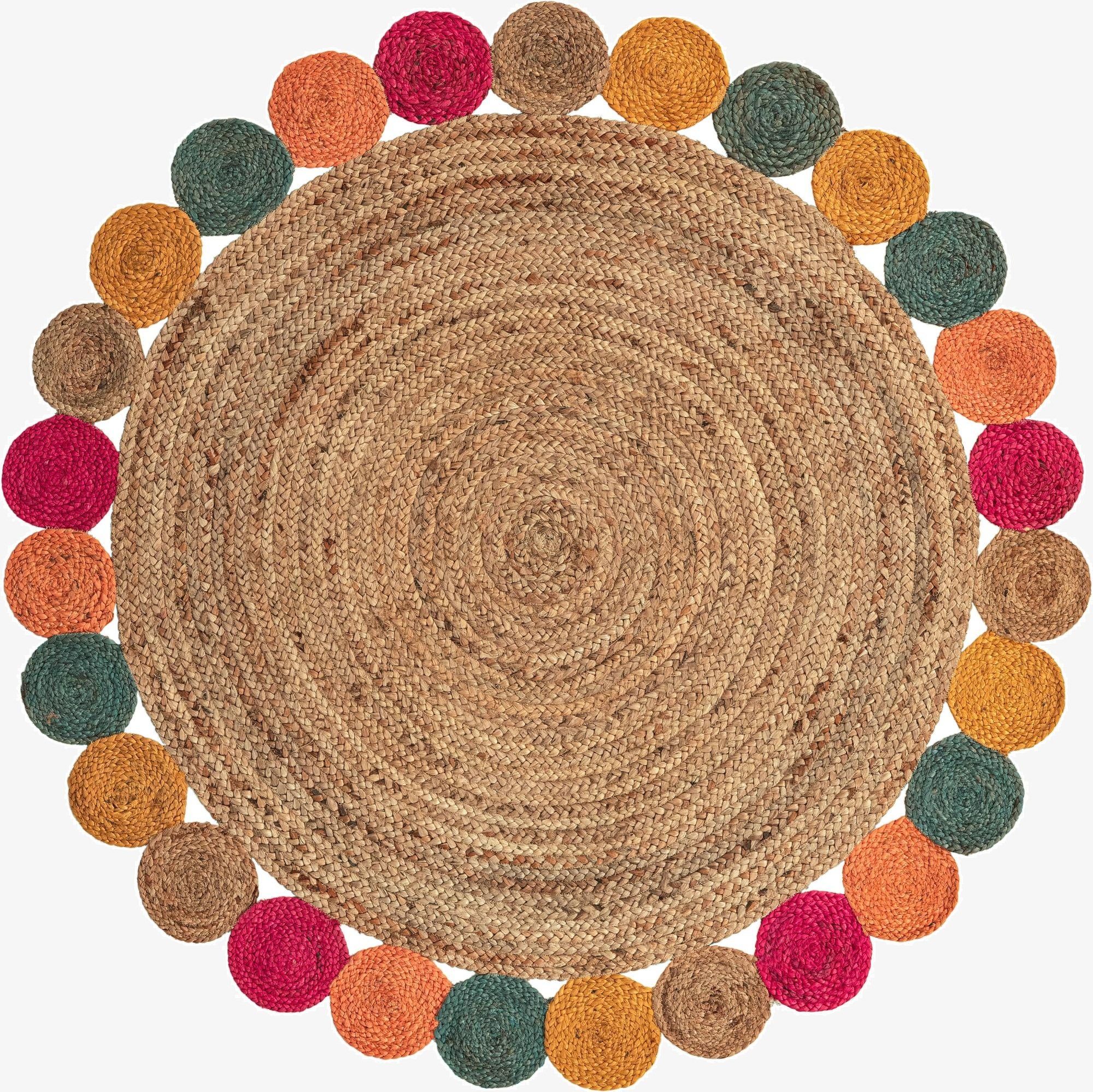 5' 1 x 5' 1  Hand Braided Jute Round Rug