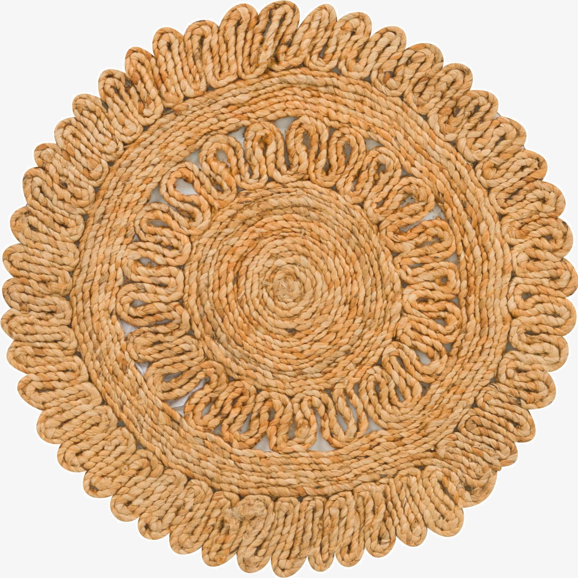 2' x 2'  Hand Braided Jute Round Rug