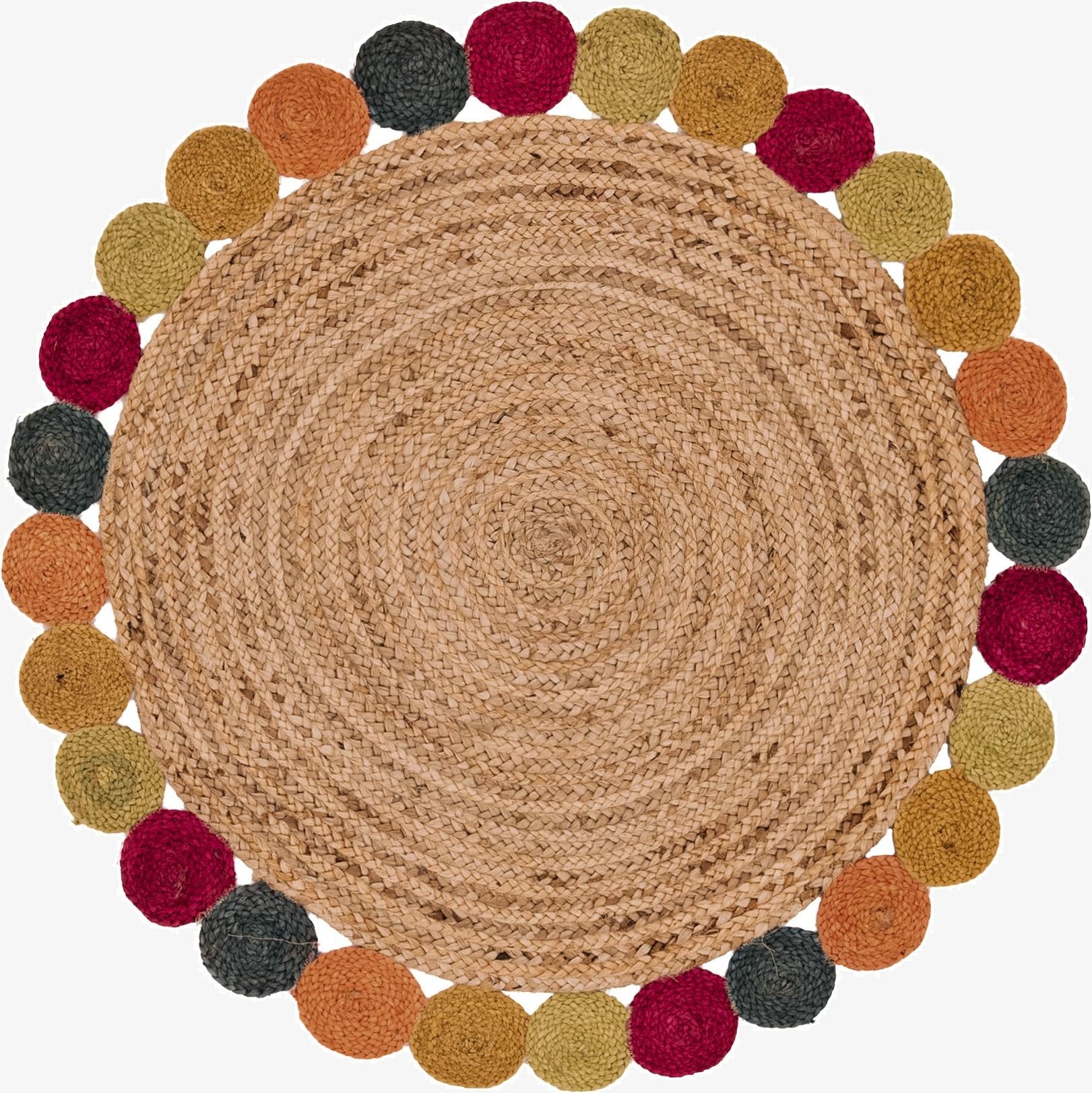 4' 1 x 4' 1  Hand Braided Jute Round Rug