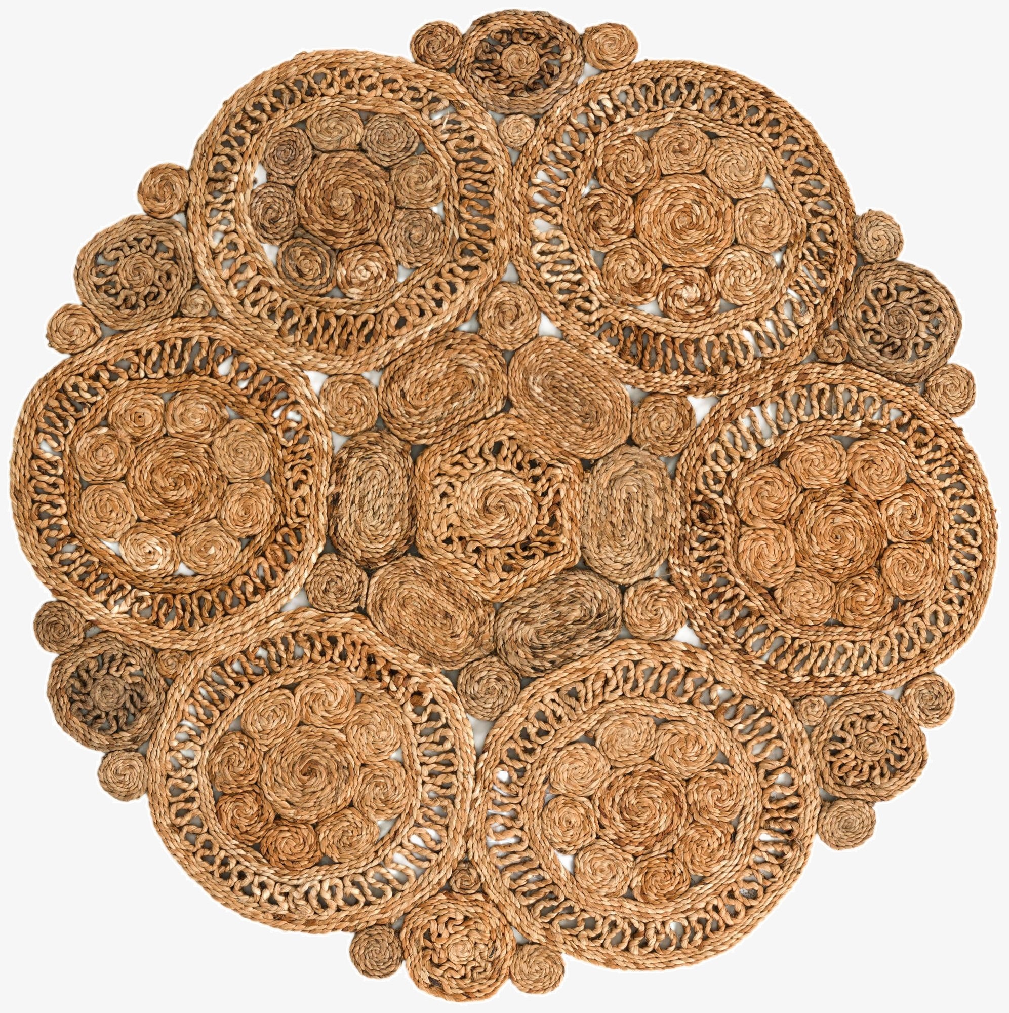 4' 1 x 4' 1  Hand Braided Jute Round Rug