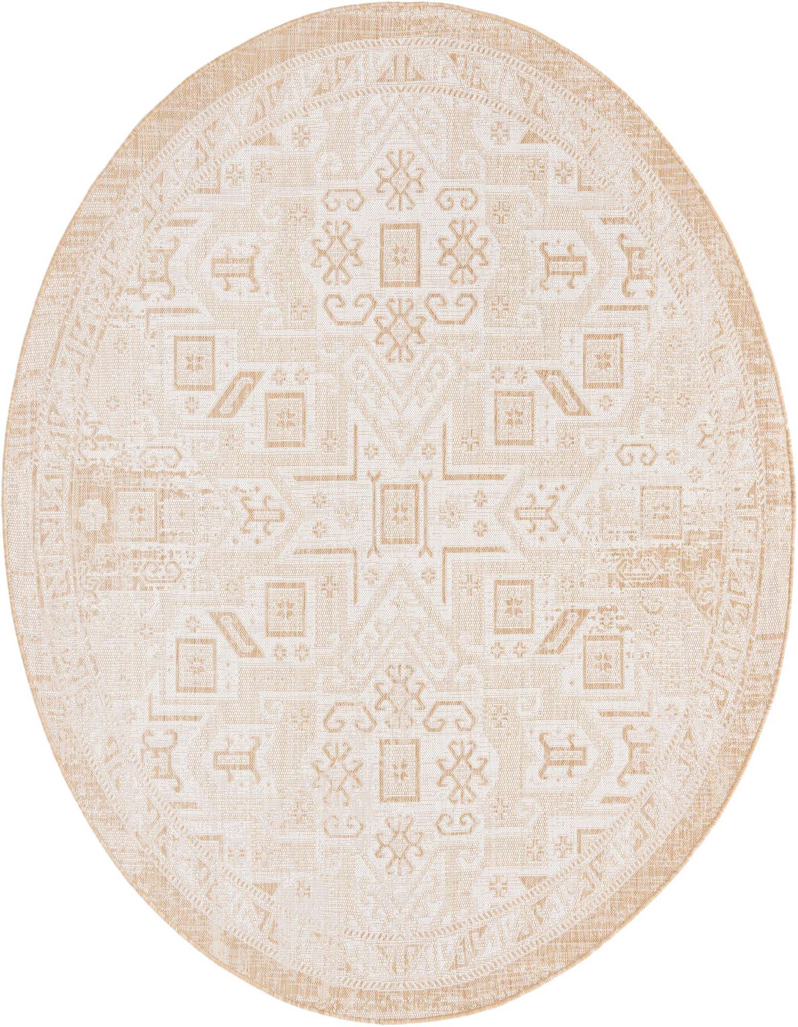 7' 10 x 7' 10 Easy-Clean Aztec Indoor / Outdoor Round Rug