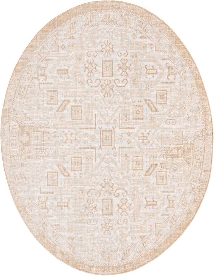 Detail image of 7' 10 x 7' 10 Easy-Clean Aztec Indoor / Outdoor Round Rug