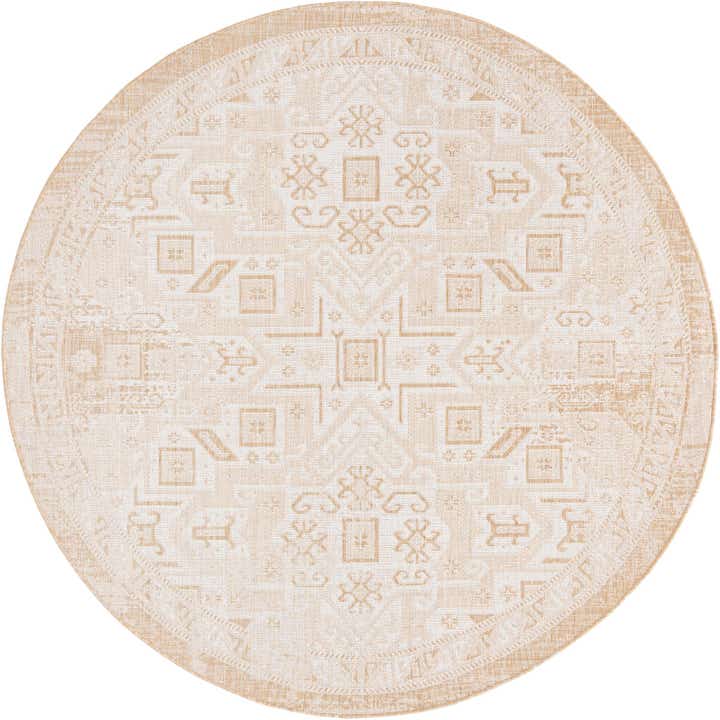 7' 10 x 7' 10 Easy-Clean Aztec Indoor / Outdoor Round Rug