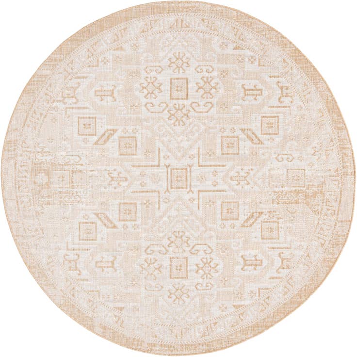 Detail image of 7' 10 x 7' 10 Easy-Clean Aztec Indoor / Outdoor Round Rug