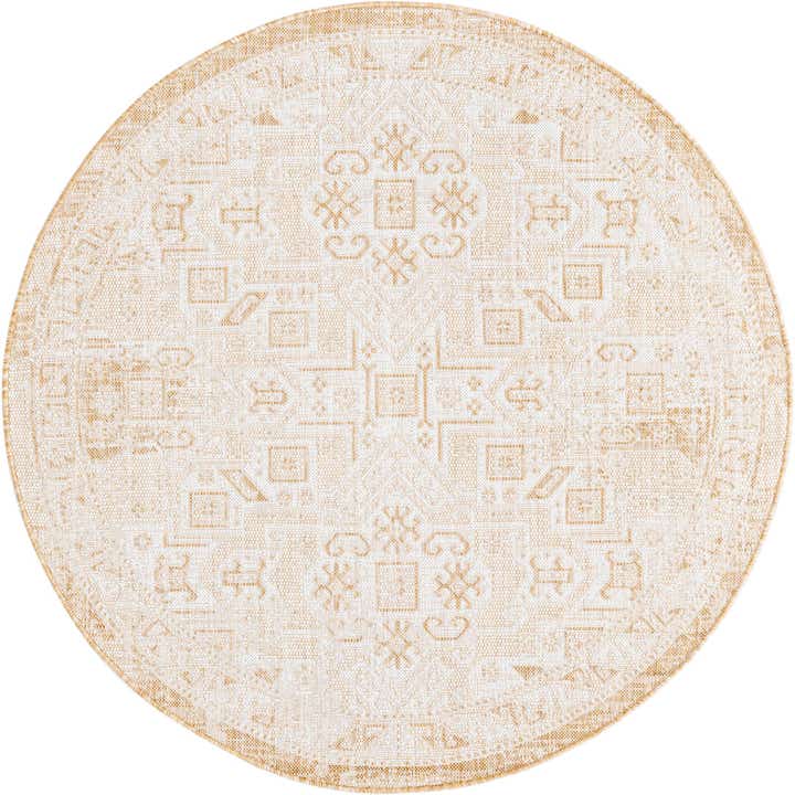 5' 3 x 5' 3 Easy-Clean Aztec Indoor / Outdoor Round Rug