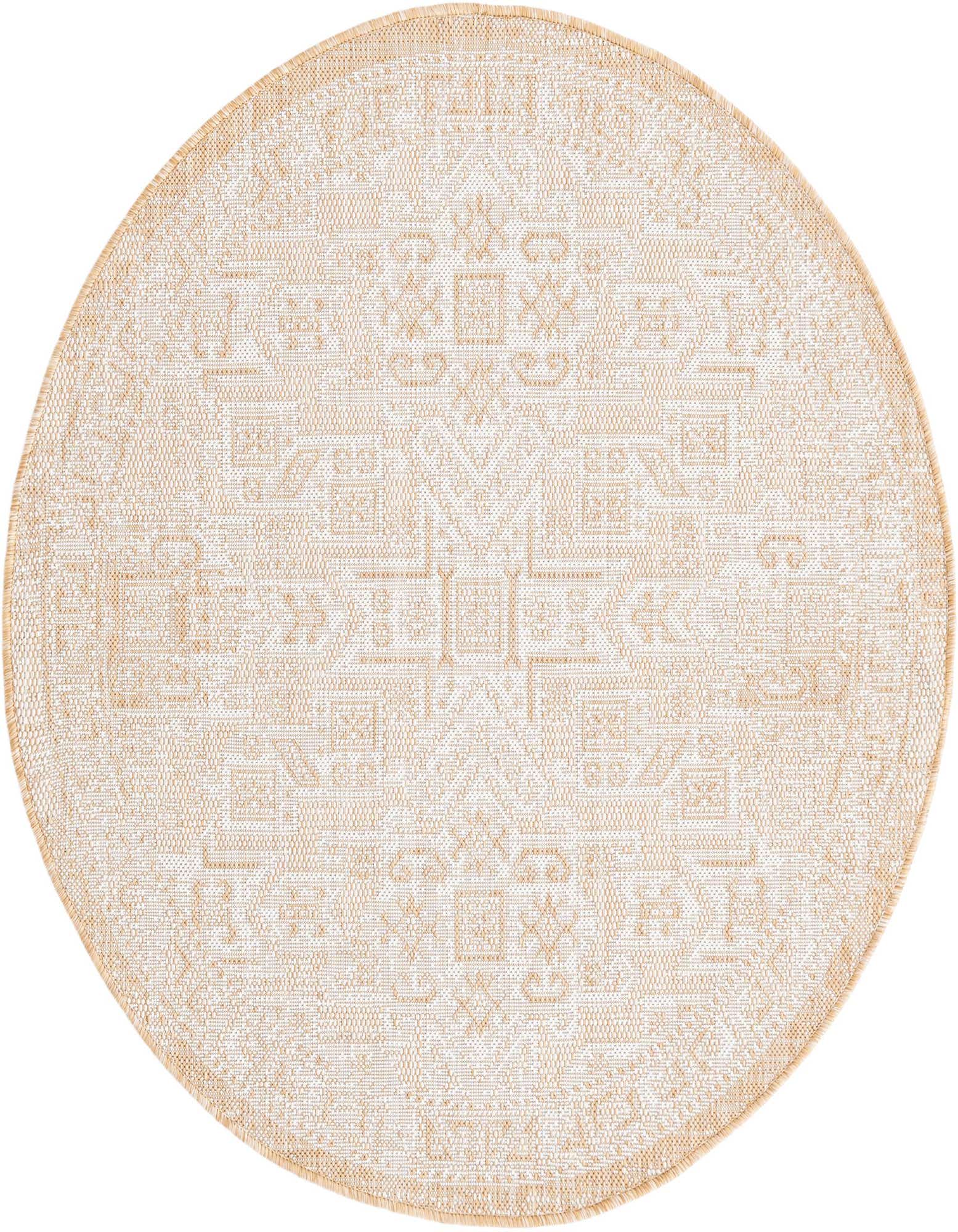 4' x 4' Easy-Clean Aztec Indoor / Outdoor Round Rug
