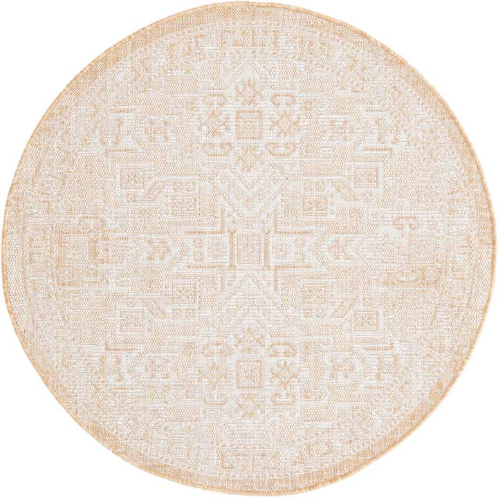 4' x 4' Easy-Clean Aztec Indoor / Outdoor Round Rug
