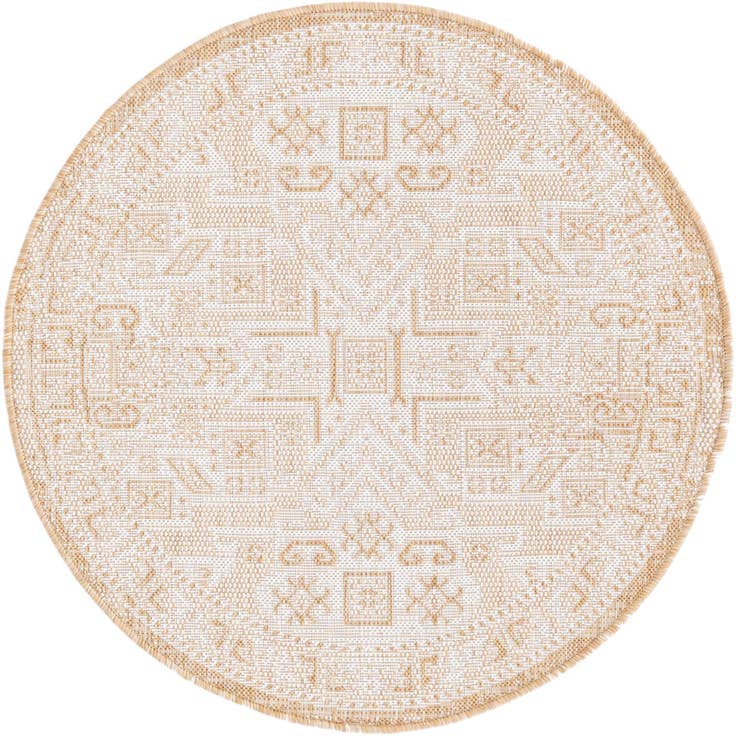 Detail image of 3' x 3' Easy-Clean Aztec Indoor / Outdoor Round Rug