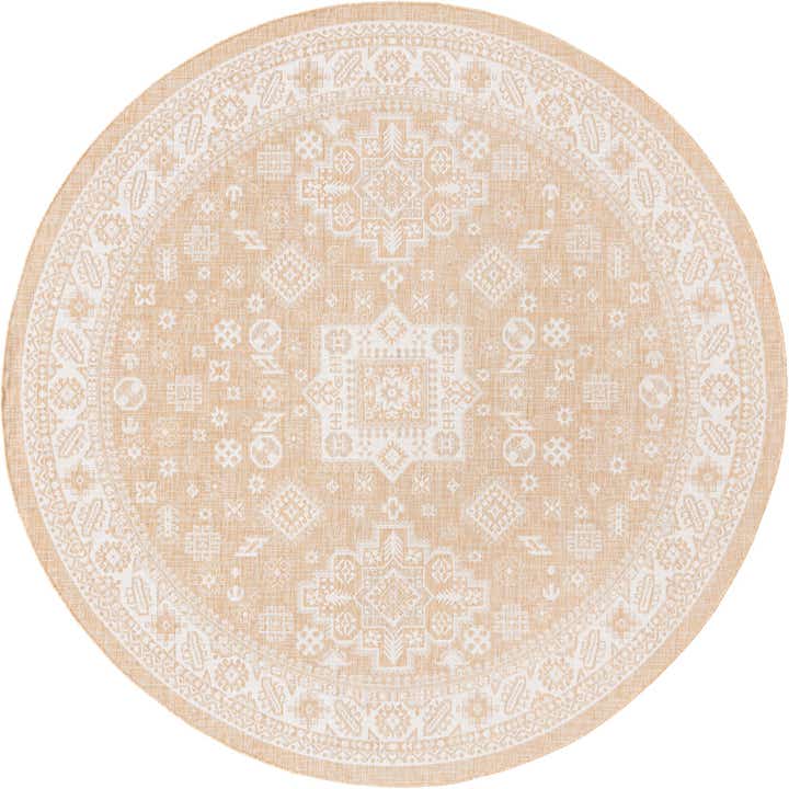 10' x 10' Easy-Clean Aztec Indoor / Outdoor Round Rug