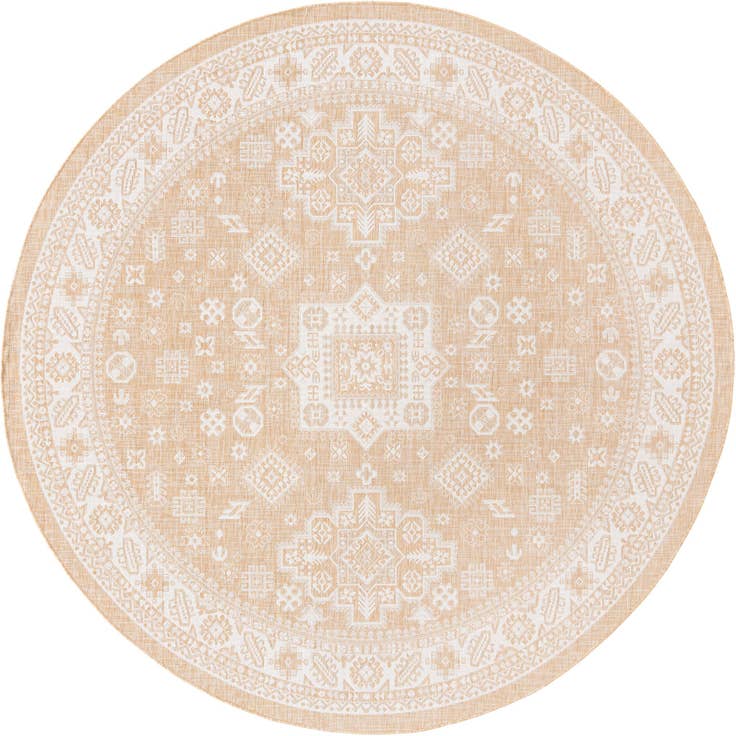 Detail image of 10' x 10' Easy-Clean Aztec Indoor / Outdoor Round Rug