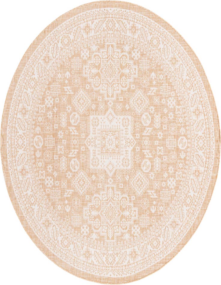 Detail image of 7' 10 x 7' 10 Easy-Clean Aztec Indoor / Outdoor Round Rug