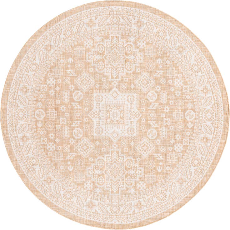 Detail image of 7' 10 x 7' 10 Easy-Clean Aztec Indoor / Outdoor Round Rug