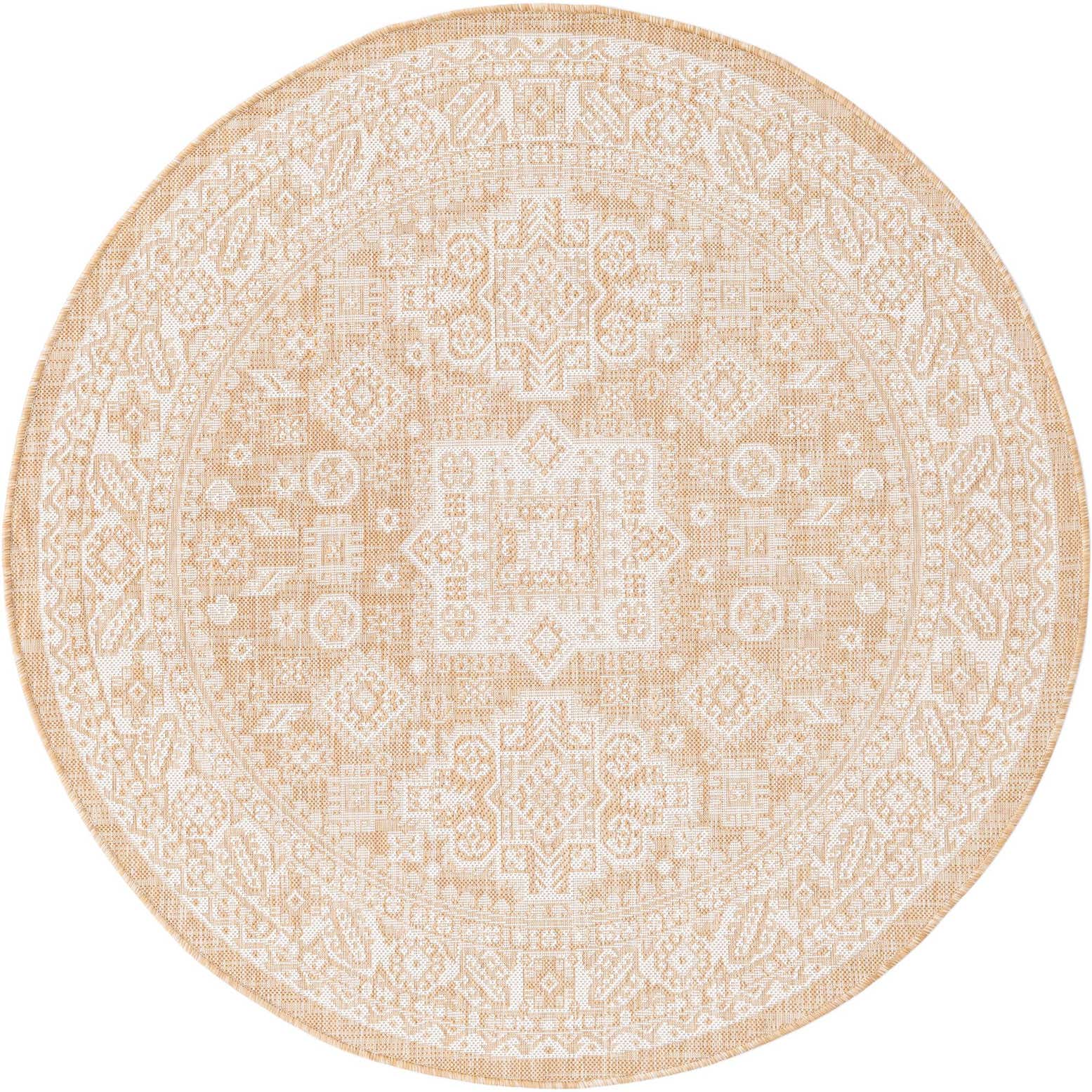 5' 3 x 5' 3 Easy-Clean Aztec Indoor / Outdoor Round Rug