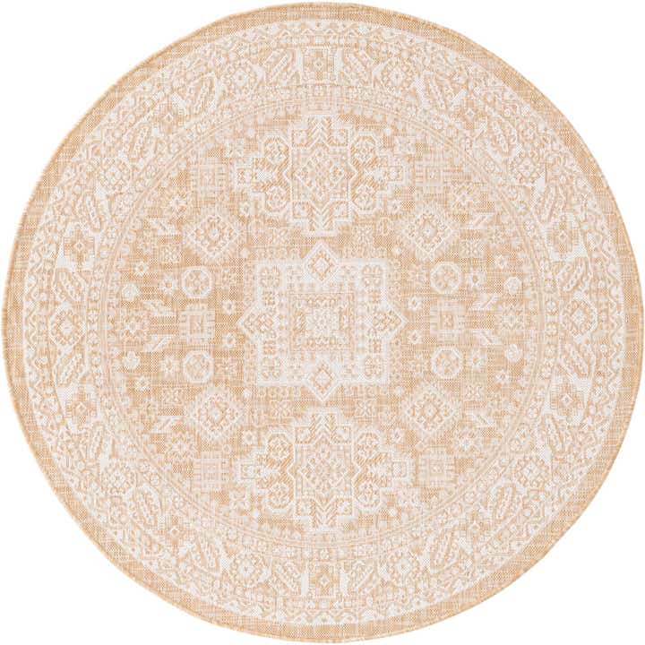 5' 3 x 5' 3 Easy-Clean Aztec Indoor / Outdoor Round Rug