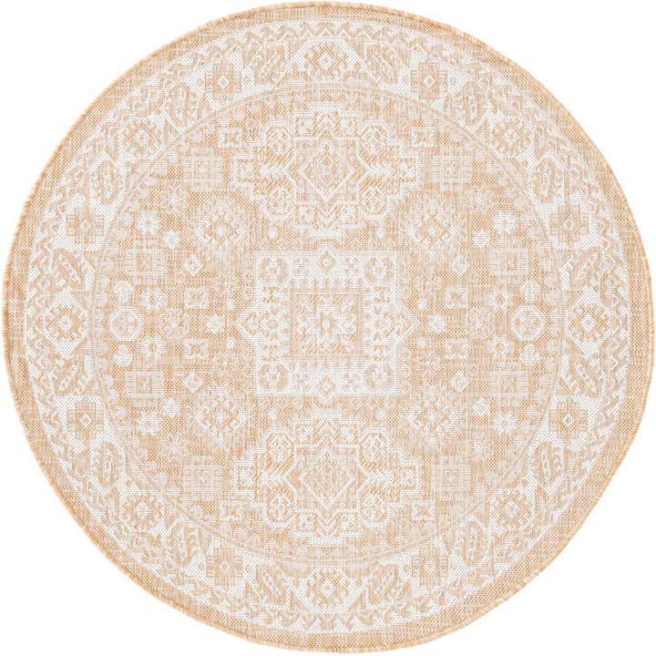 4' x 4' Easy-Clean Aztec Indoor / Outdoor Round Rug