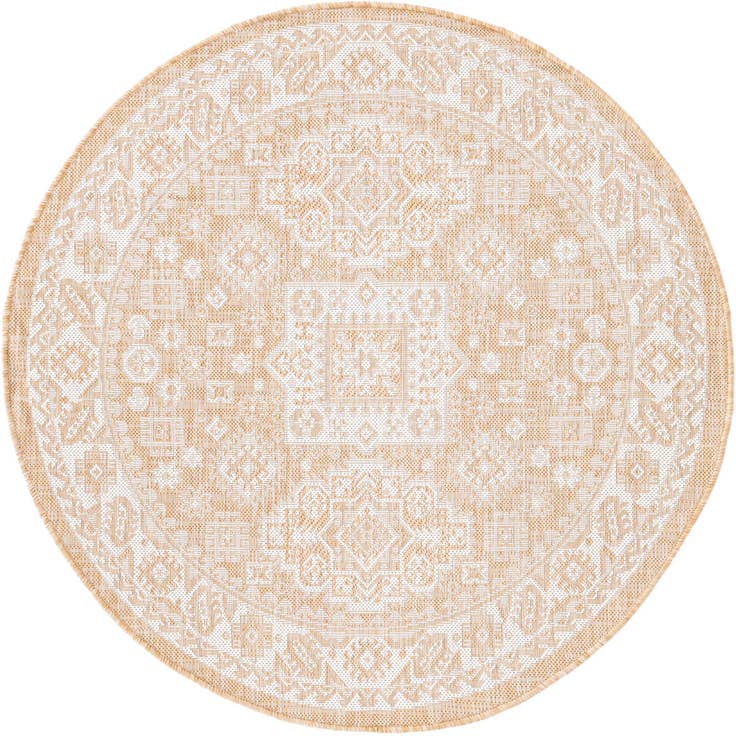 Detail image of 4' x 4' Easy-Clean Aztec Indoor / Outdoor Round Rug