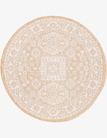 4' x 4' Easy-Clean Aztec Indoor / Outdoor Round Rug