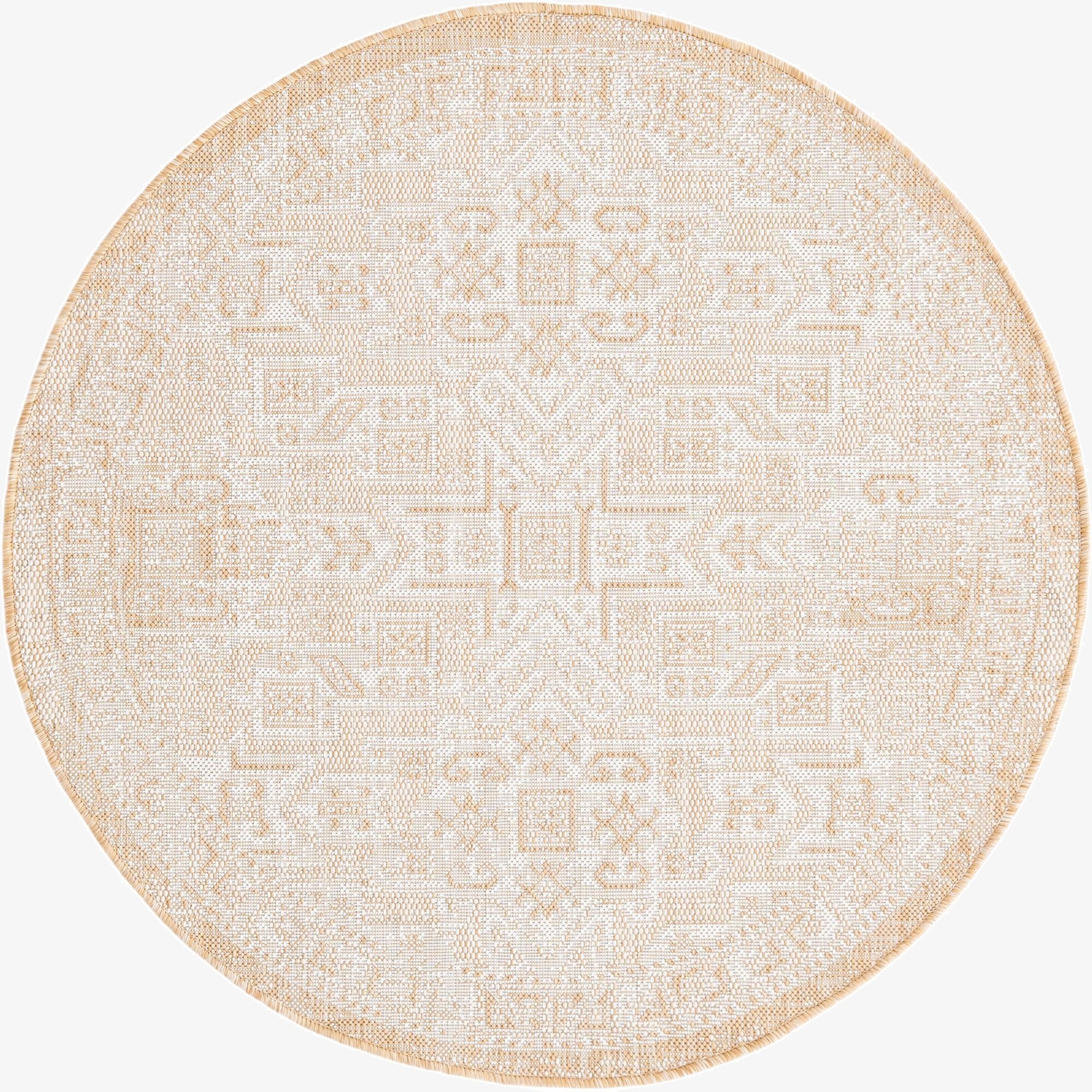 Primary image 4' x 4'  Washable Aztec Indoor / Outdoor Round Rug