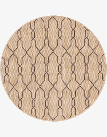 Natural Easy-Clean Lattice Indoor / Outdoor Round Rug
