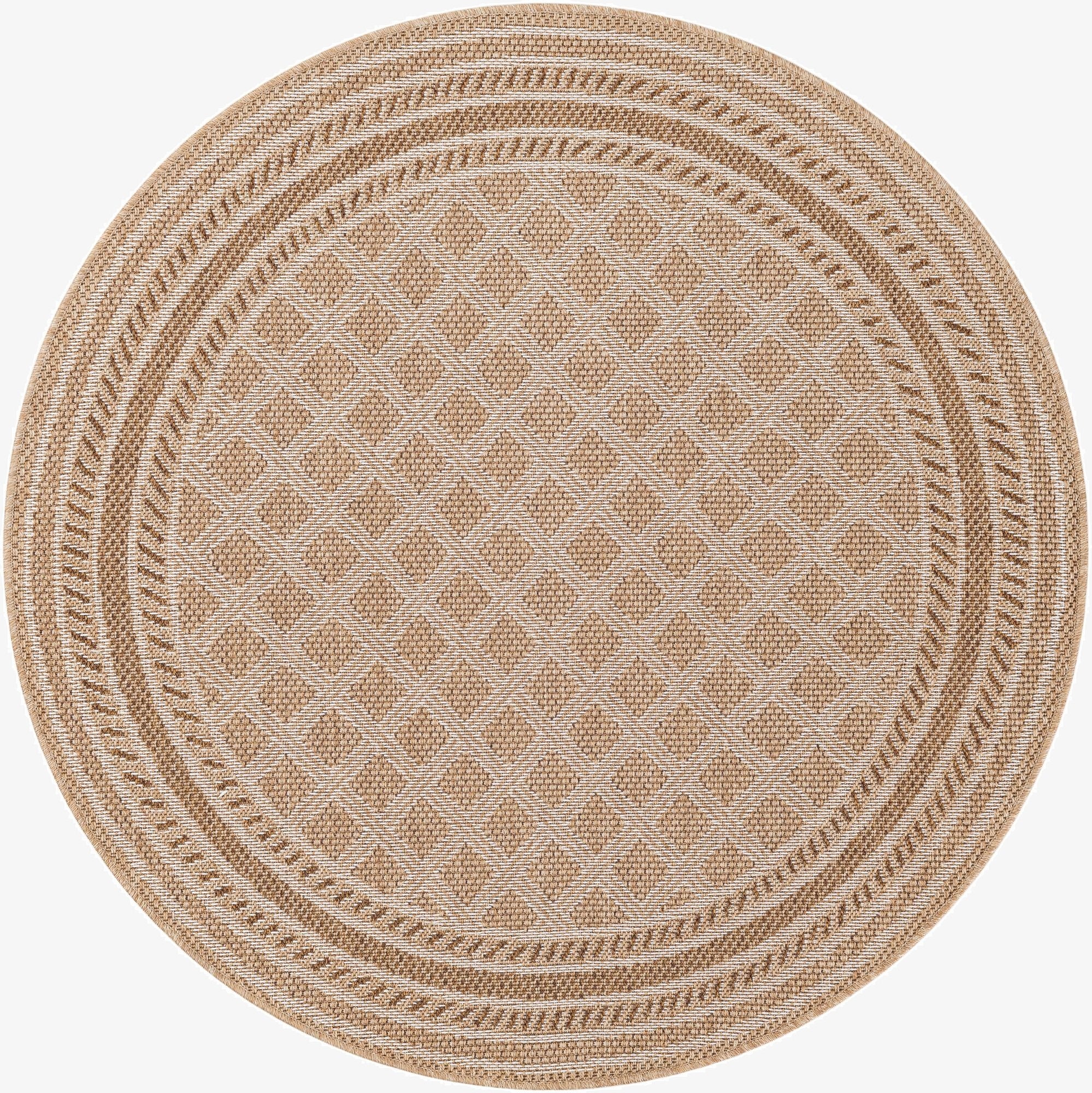 5' 1 x 5' 1 Washable Lattice Indoor / Outdoor Round Rug