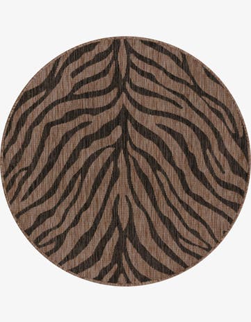Natural Easy-Clean Safari Indoor / Outdoor Round Rug