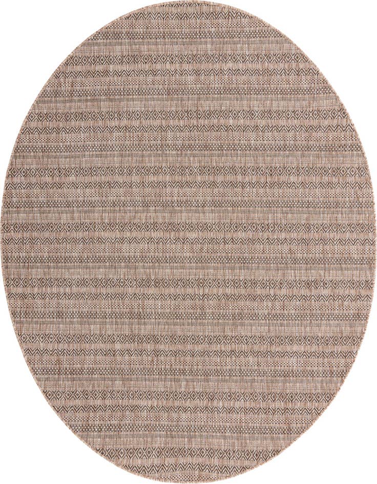 Detail image of 7' 10 x 7' 10 Easy-Clean Striped Indoor / Outdoor Round Rug