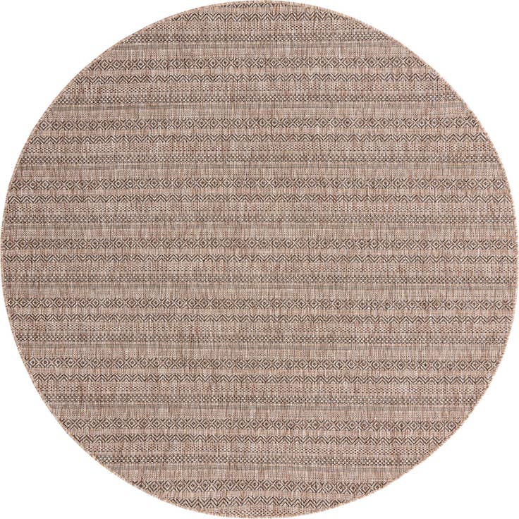Detail image of 7' 10 x 7' 10 Easy-Clean Striped Indoor / Outdoor Round Rug