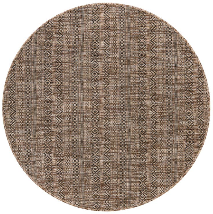 Detail image of 4' x 4' Easy-Clean Striped Indoor / Outdoor Round Rug