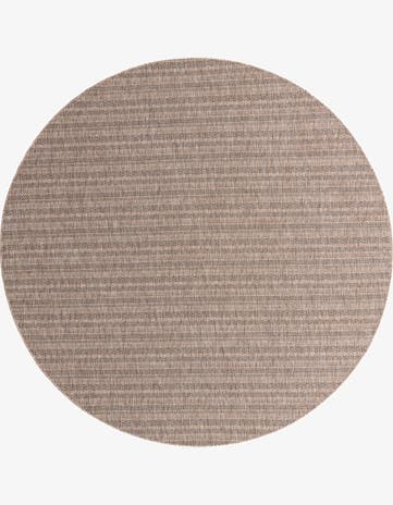 Natural Easy-Clean Striped Indoor / Outdoor Round Rug