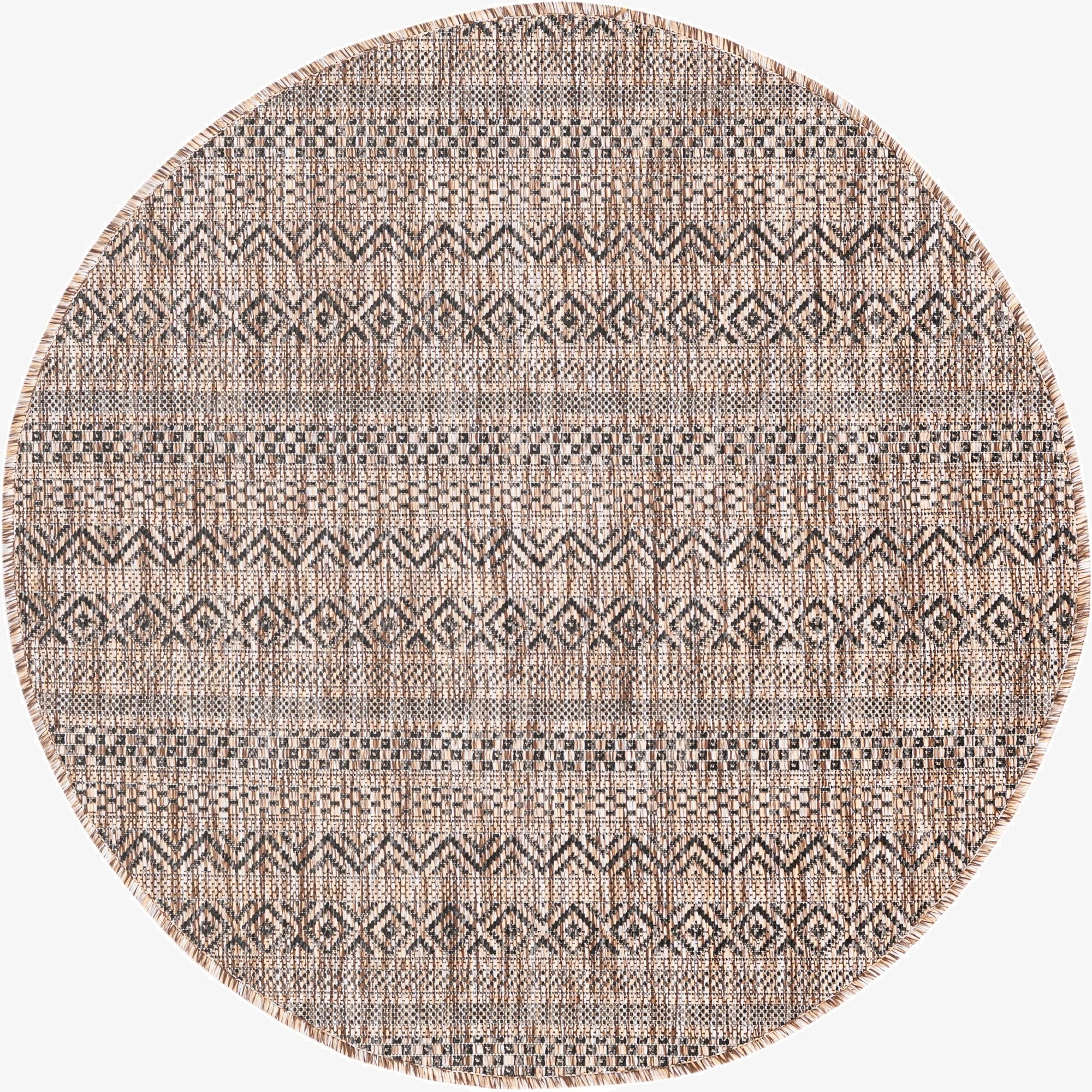 3' x 3'  Washable Striped Indoor / Outdoor Round Rug
