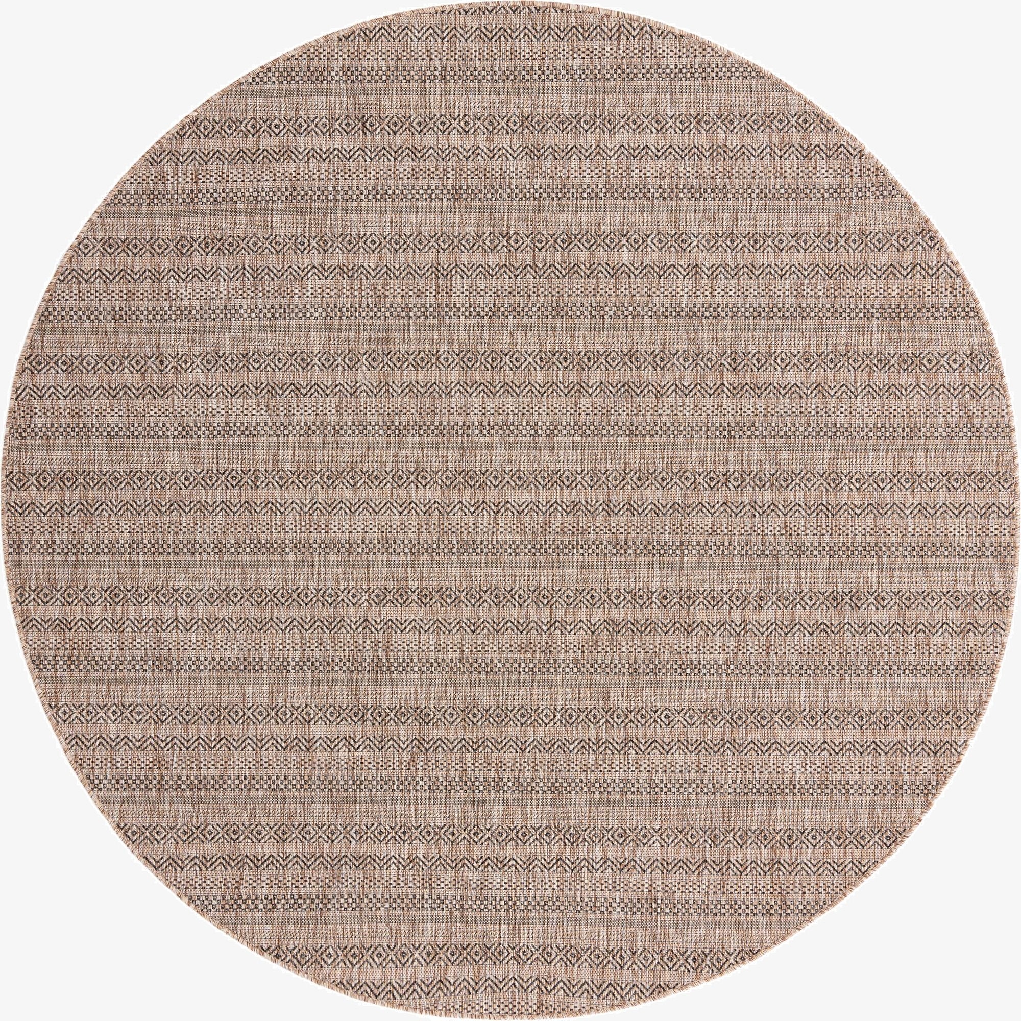 Primary image 7' 10 x 7' 10  Washable Striped Indoor / Outdoor Round Rug