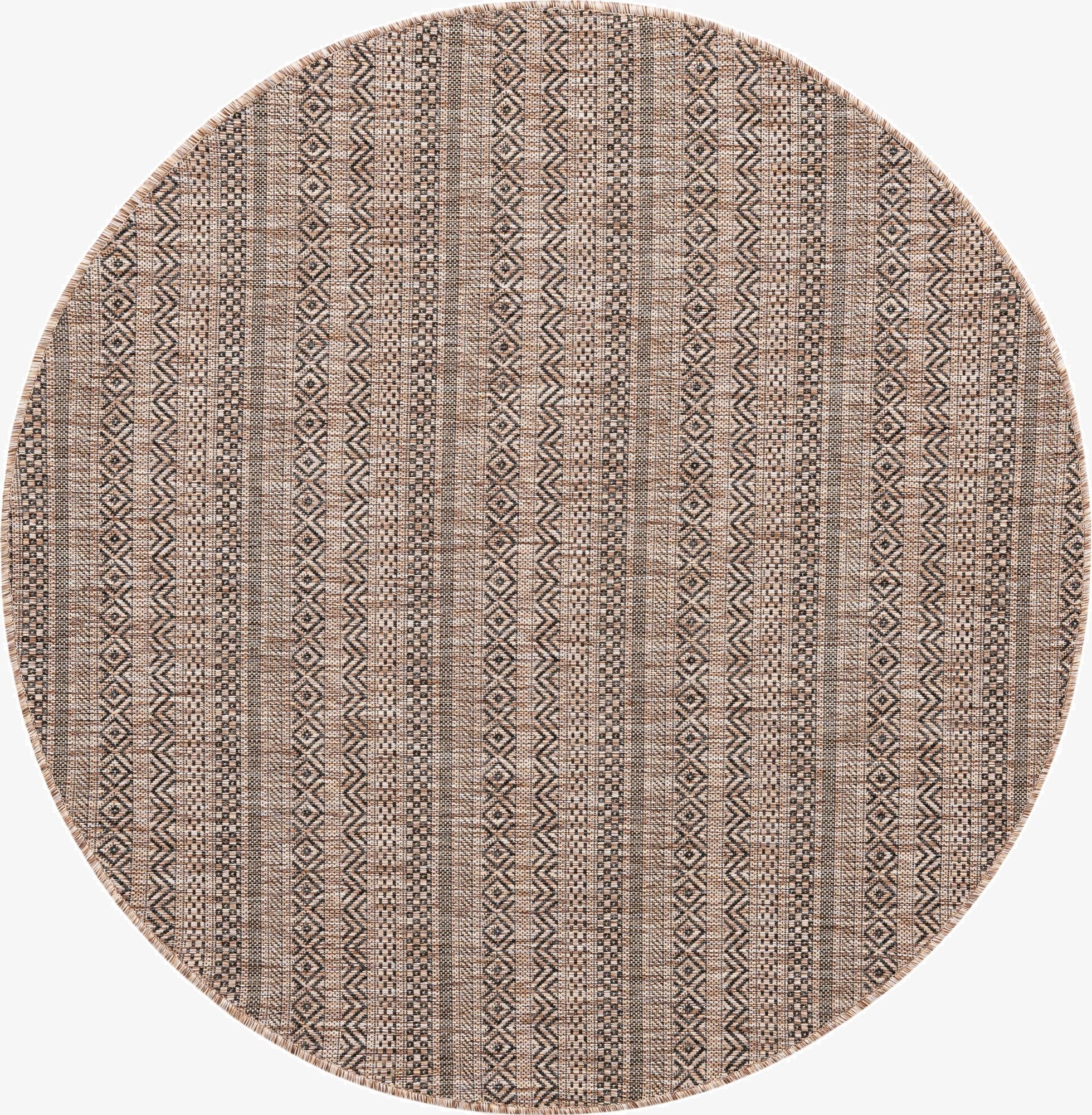 Primary image 5' 3 x 5' 3  Washable Striped Indoor / Outdoor Round Rug