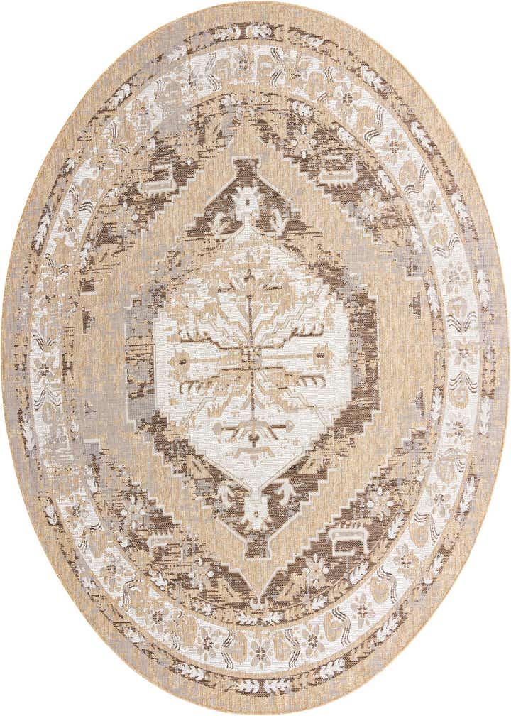 10' x 10' Easy-Clean Traditional Indoor / Outdoor Round Rug
